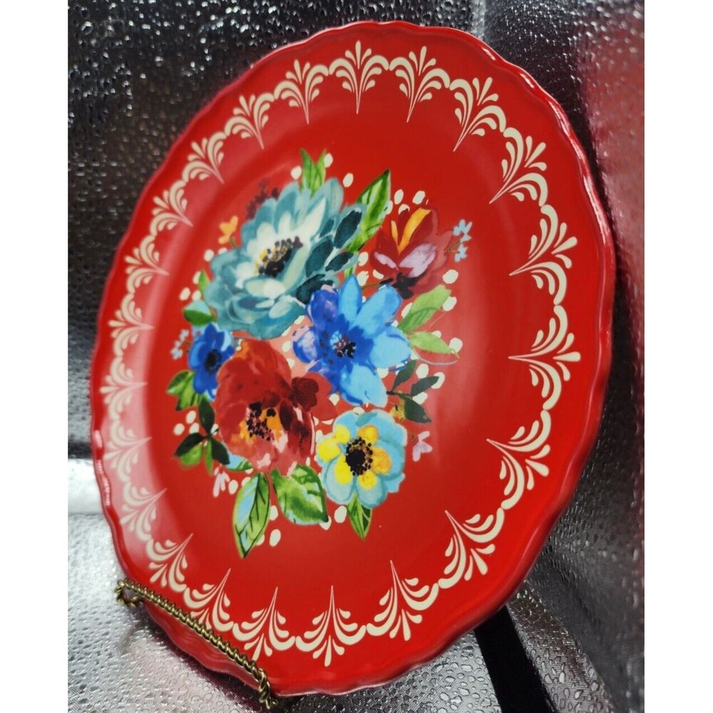 The Pioneer Woman Melody Red Floral Dessert/Salad/Small Plate (Set of 5) 8.5" - Picture 12 of 16